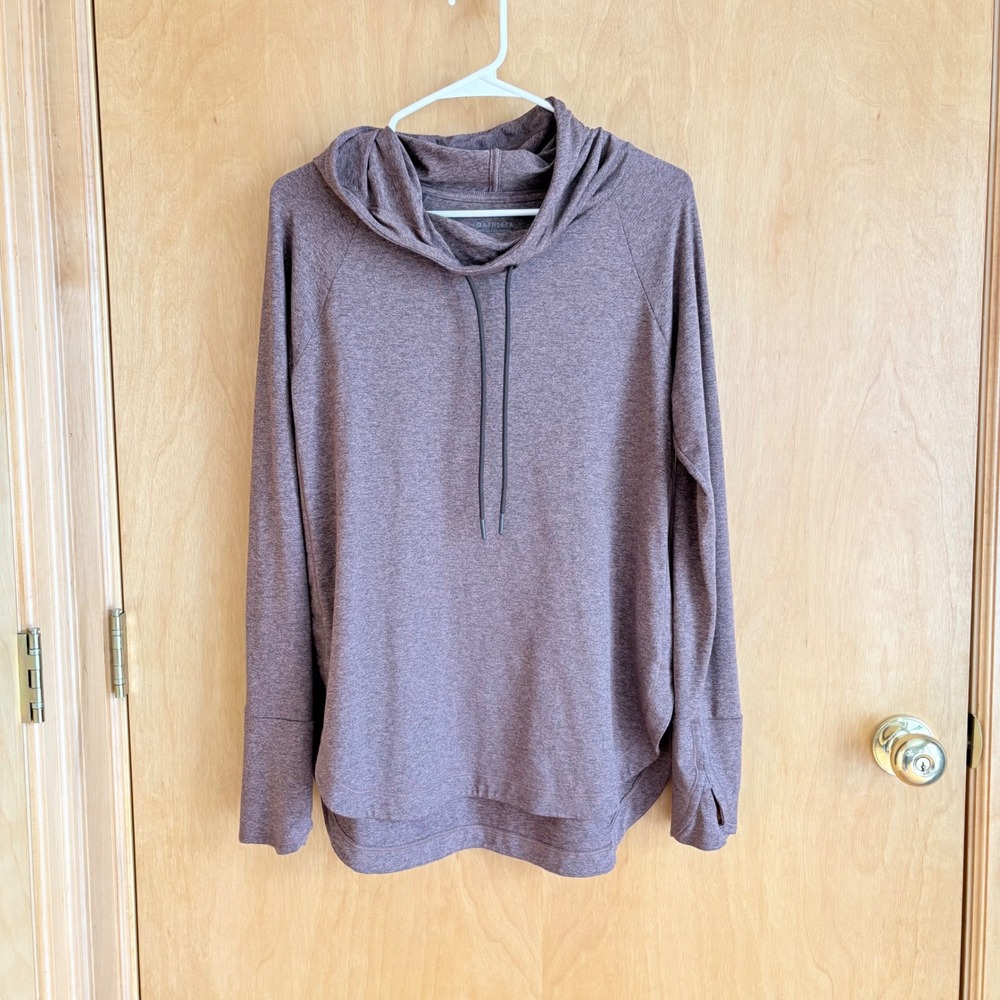 Athleta Uptempo Hoodie Women Medium Mauve Purple Cowl Neck Thumbhole S/382882-31
